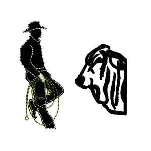 961 - Vaquero con lazo y toro de frente