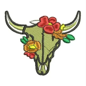 1056 - Toro calavera con flores